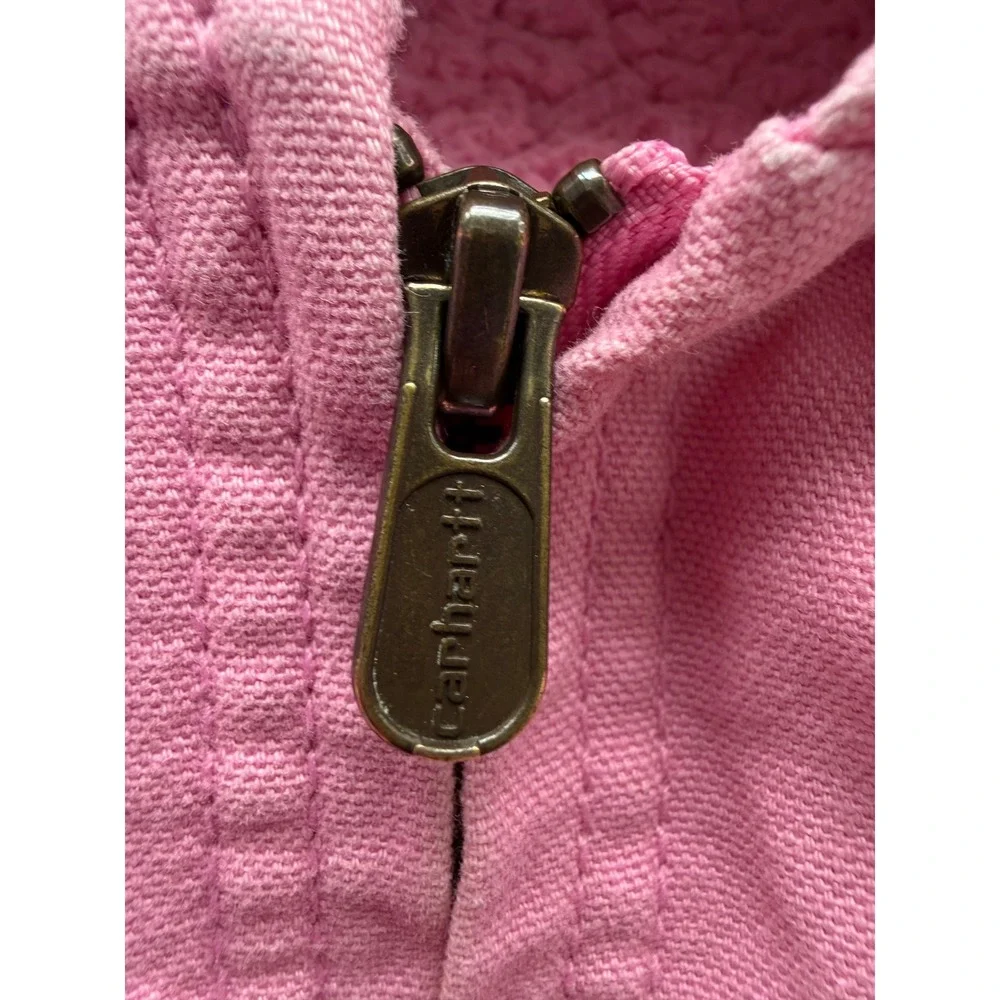 Carhartt 12 Months Baby Girl's Sherpa-Lined Hooded Canvas Zip-Up Jacket, Pink